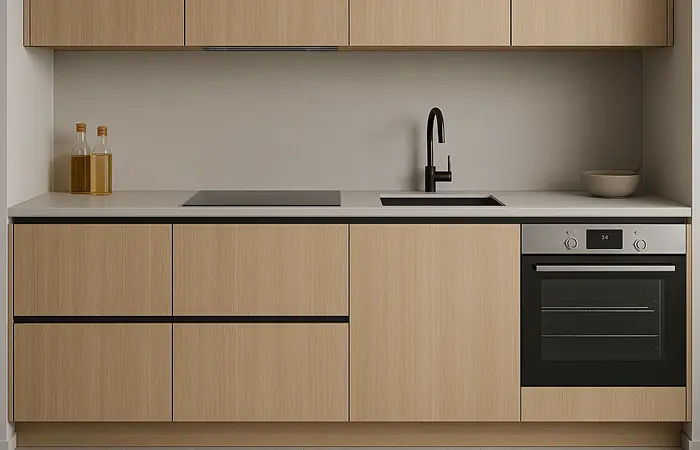 Detailaufnahme Schrankmontage mit präzisen Anschlüssen durch DMK Bau Reichelsheim.